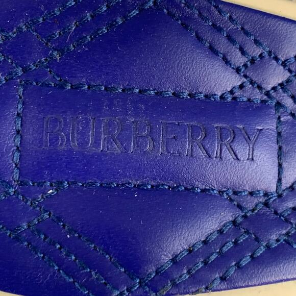 BURBERRY Size 7 Cream Patent Leather Perforated Kitten Heel Slingback Sandals - Picture 7 of 8